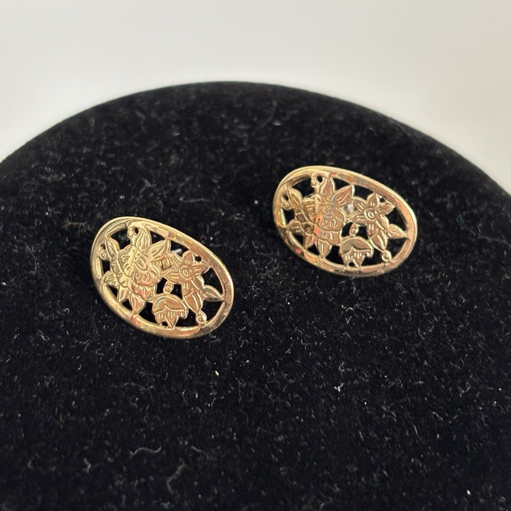 Vintage Avon Gold Tone Rose Link Necklace And Earring Set - Picture 3 of 5